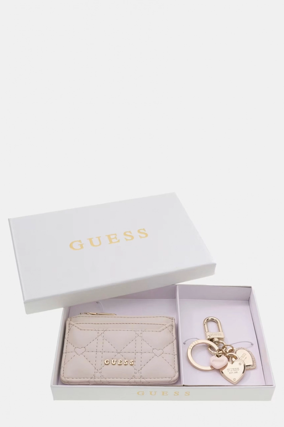 Guess Hediyelik Kartlık ve Anahtarlık Kadın Krem Kutu Seti GFBOXWP6202-STO