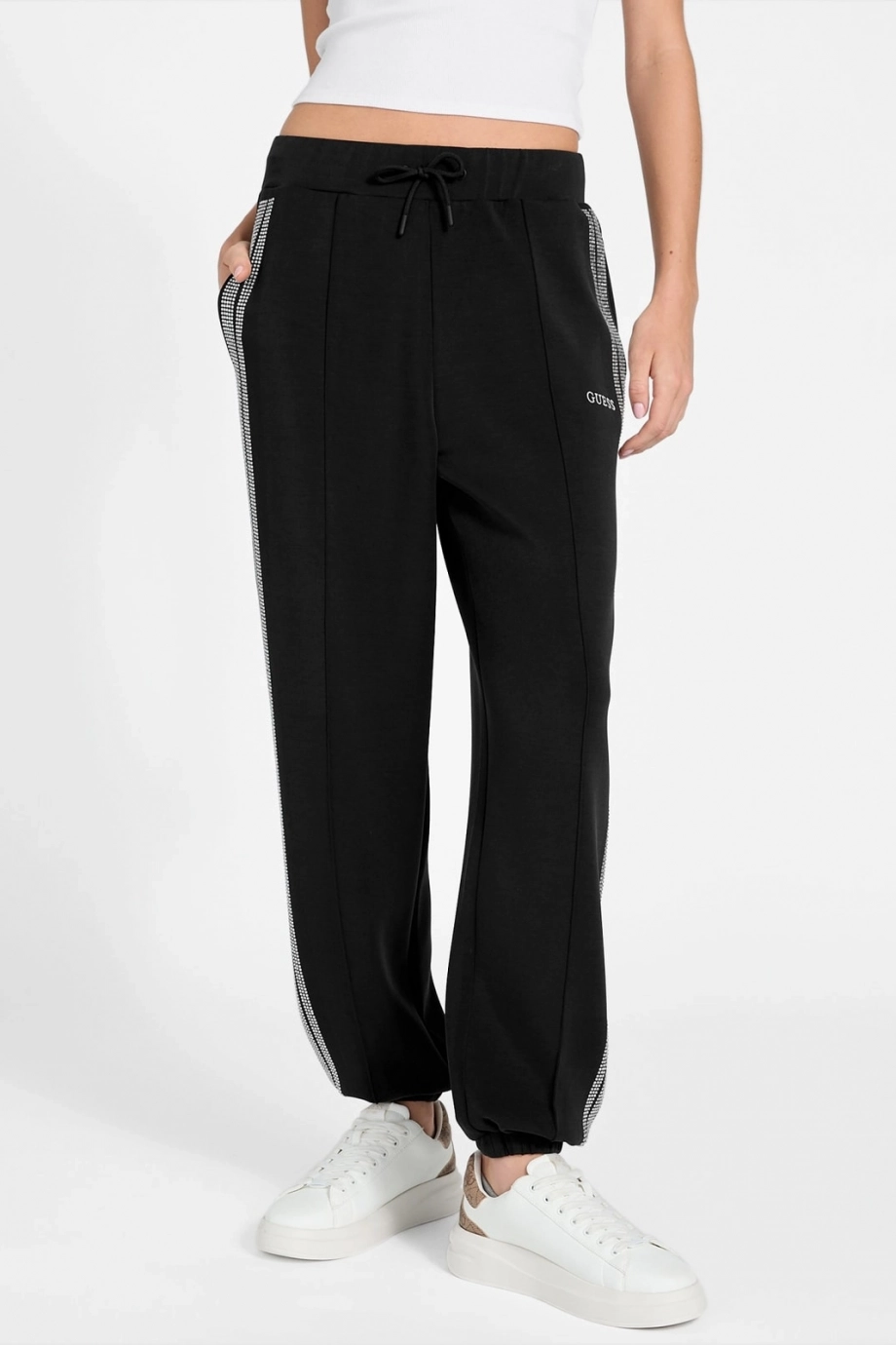 Guess Berthe Manşetli Jogger Kadın Siyah Eşofman Altı V6RB01KCAY2-JBLK