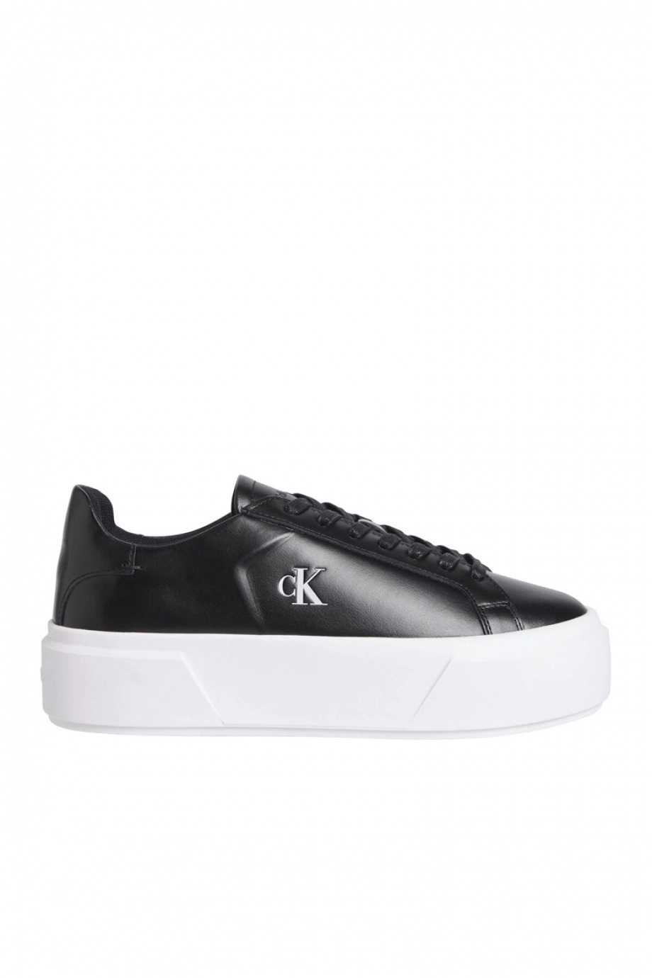 Calvin Klein Flatform Bağcıklı Deri Kadın Siyah Sneaker YW0YW01928-BEH