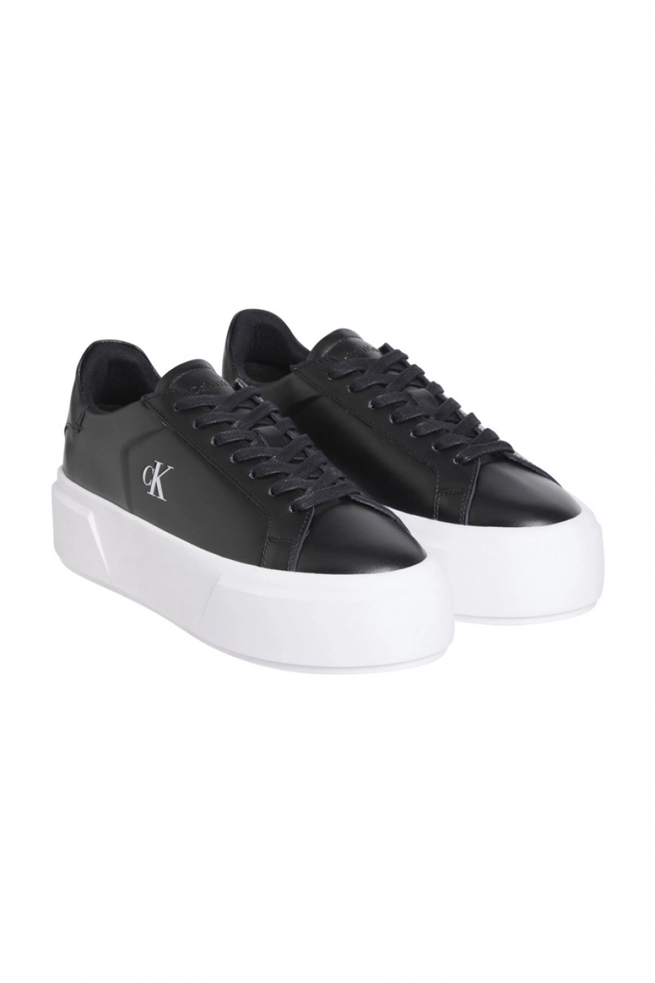 Calvin Klein Flatform Bağcıklı Deri Kadın Siyah Sneaker YW0YW01928-BEH