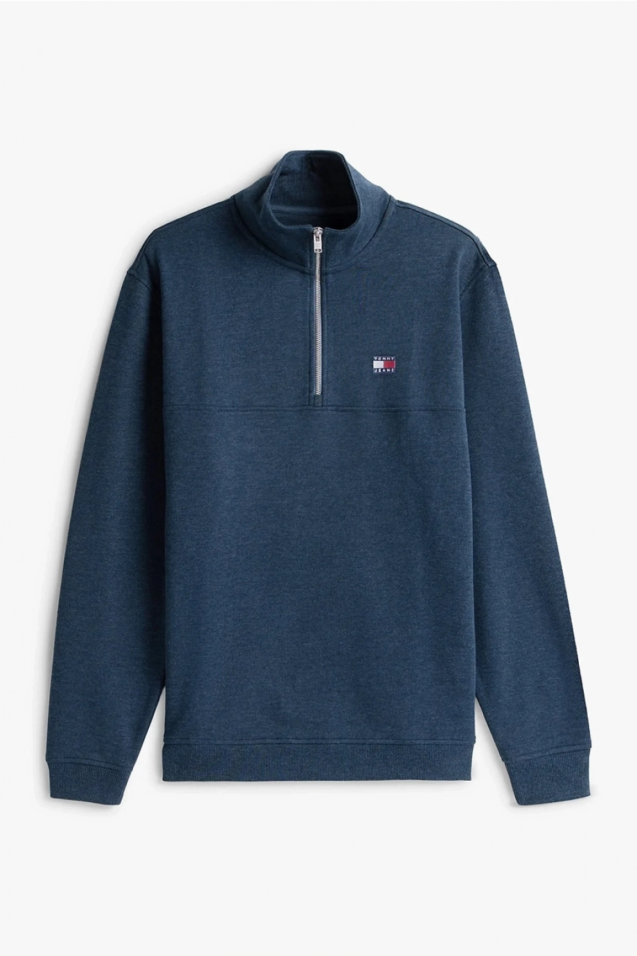 Tommy Hilfiger TJM Normal Kesim Amblemli Yarım Fermuarlı Erkek Mavi Sweatshirt DM0DM22344C1G
