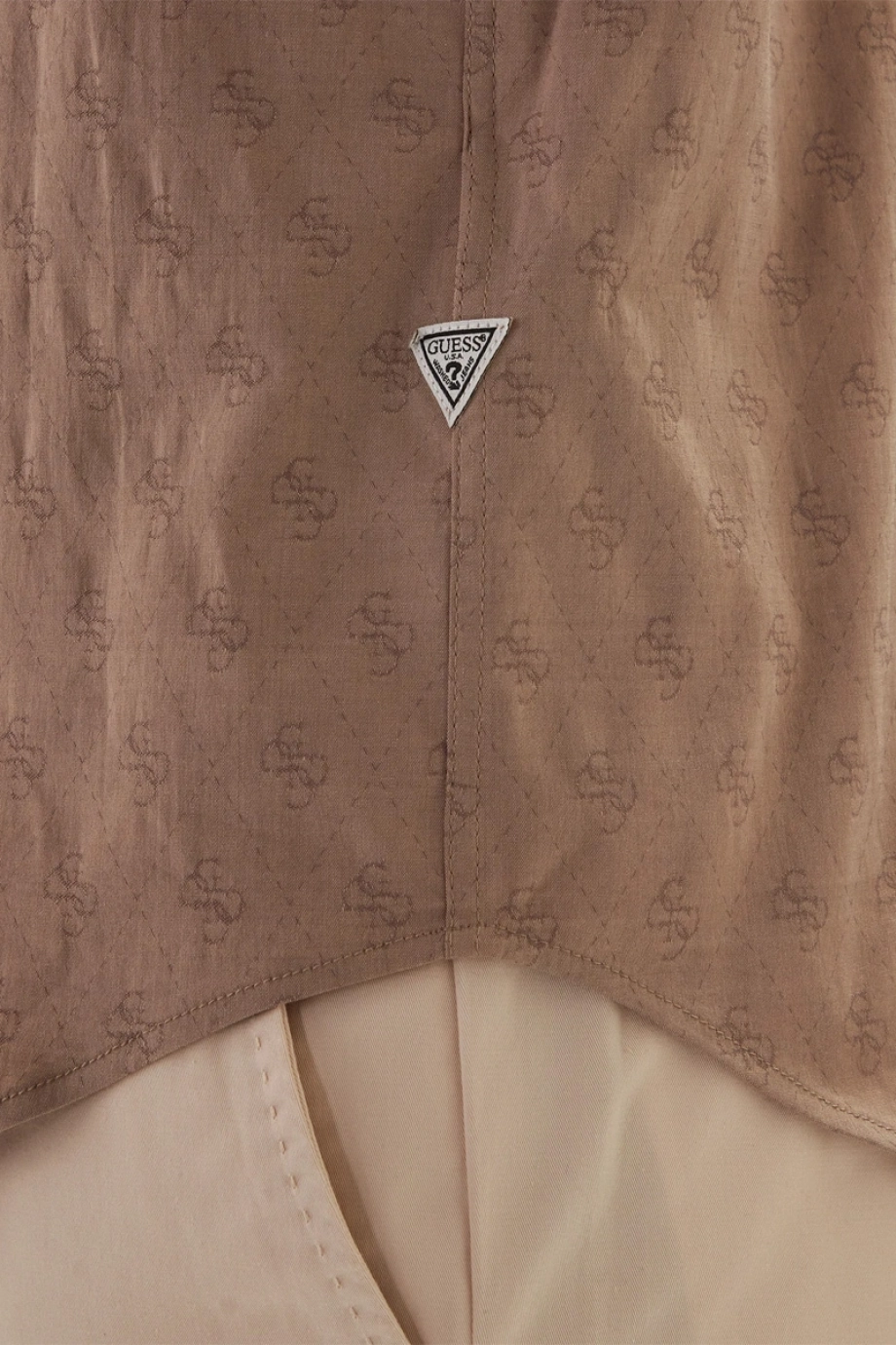 Guess Uzun Kollu Cepli Jakarlı Erkek Bej Gömlek M6GH18W1713-FMAZ