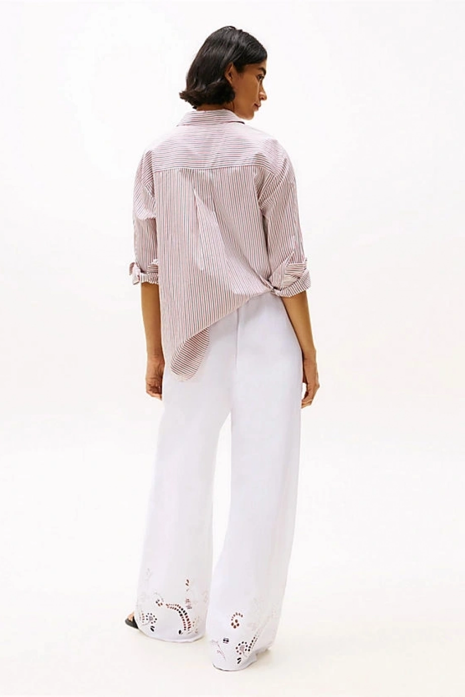 Tommy Hilfiger BRODERIE ANGLAISE LINEN PANTS Kadın  Pantolon WW0WW44782YCF