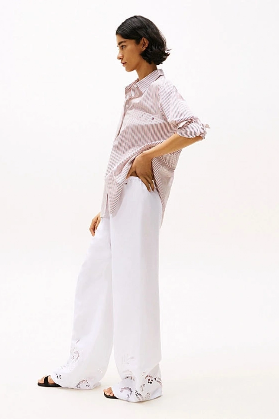 Tommy Hilfiger BRODERIE ANGLAISE LINEN PANTS Kadın  Pantolon WW0WW44782YCF