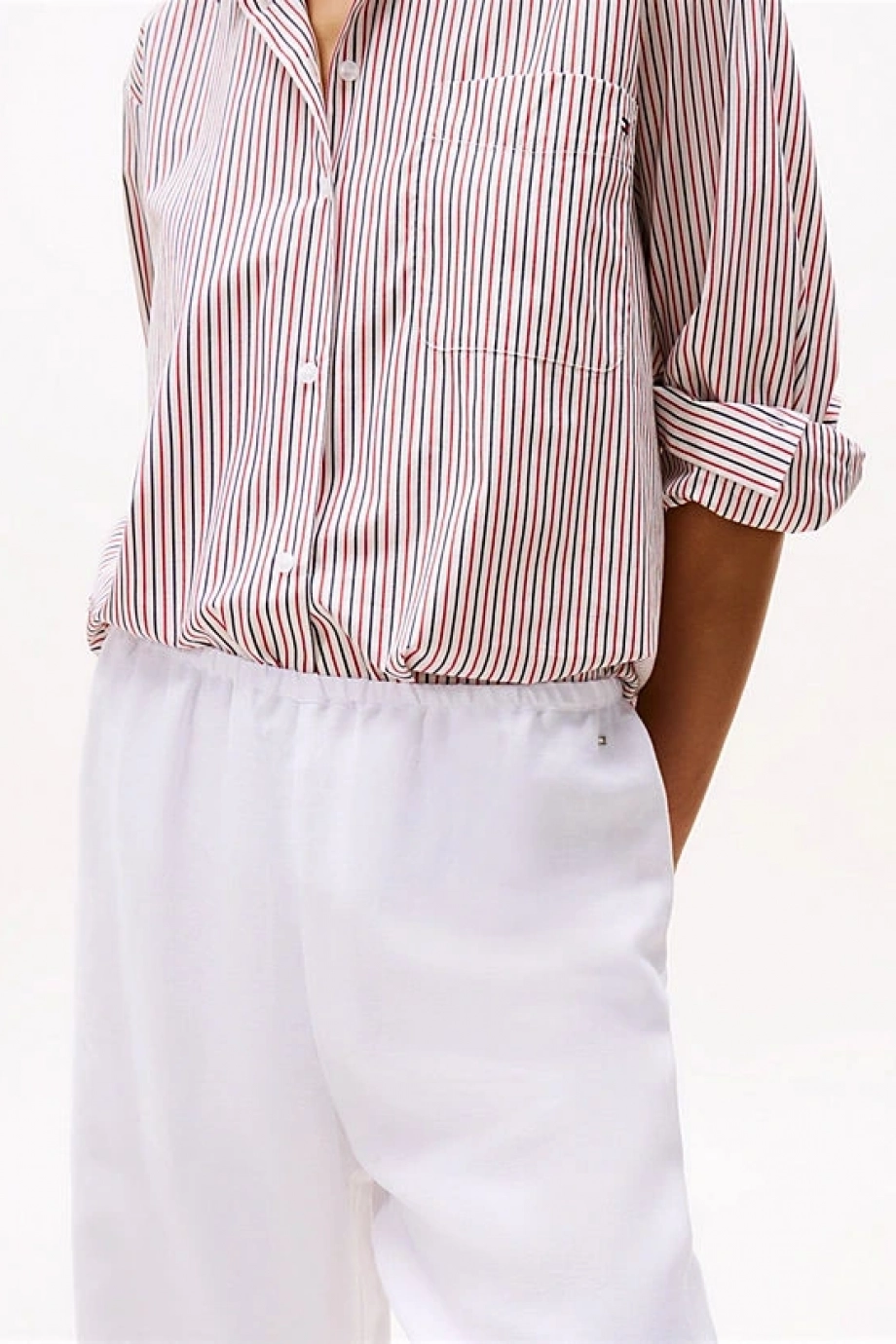 Tommy Hilfiger BRODERIE ANGLAISE LINEN PANTS Kadın  Pantolon WW0WW44782YCF