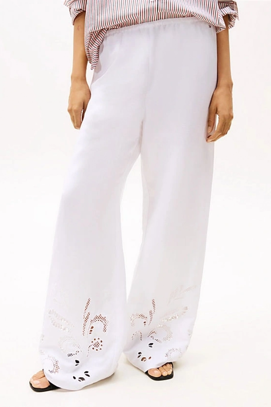 Tommy Hilfiger BRODERIE ANGLAISE LINEN PANTS Kadın  Pantolon WW0WW44782YCF