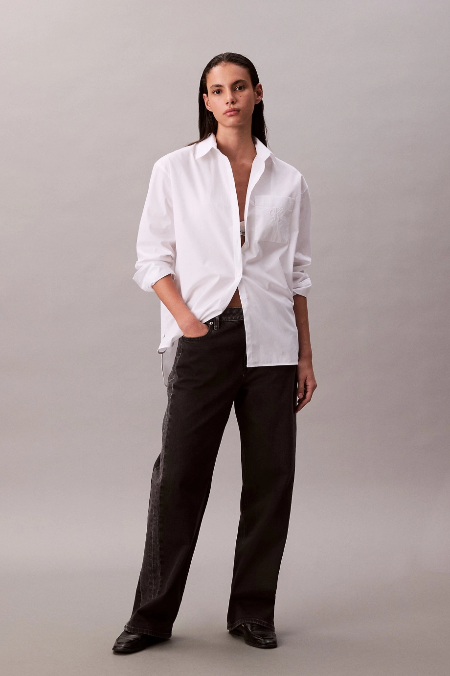 Calvin Klein Essentials Kadın Beyaz Gömlek LV047C143G-YAA