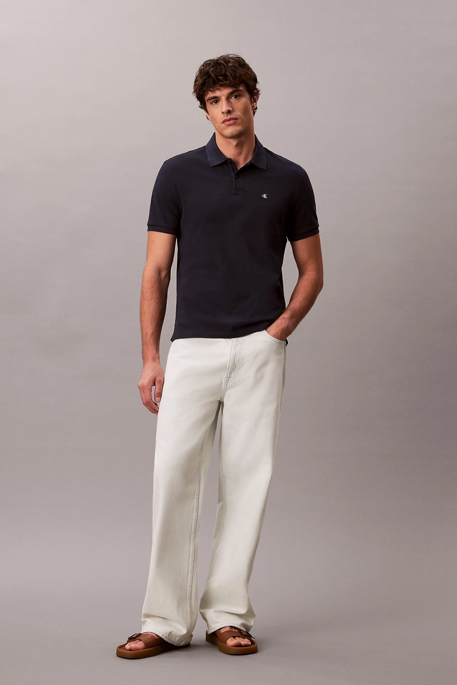Calvin Klein Global Erkek Mavi  Polo Yaka T-shirt  LV040EM269-CEF