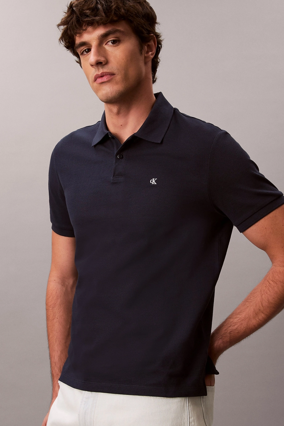Calvin Klein Global Erkek Mavi  Polo Yaka T-shirt  LV040EM269-CEF