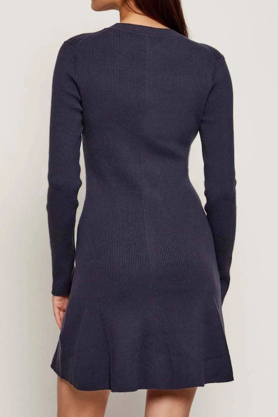 Calvin Klein Kadın Uzun Kollu Kloş Mini Lacivert Elbise LV047D307G-VEK