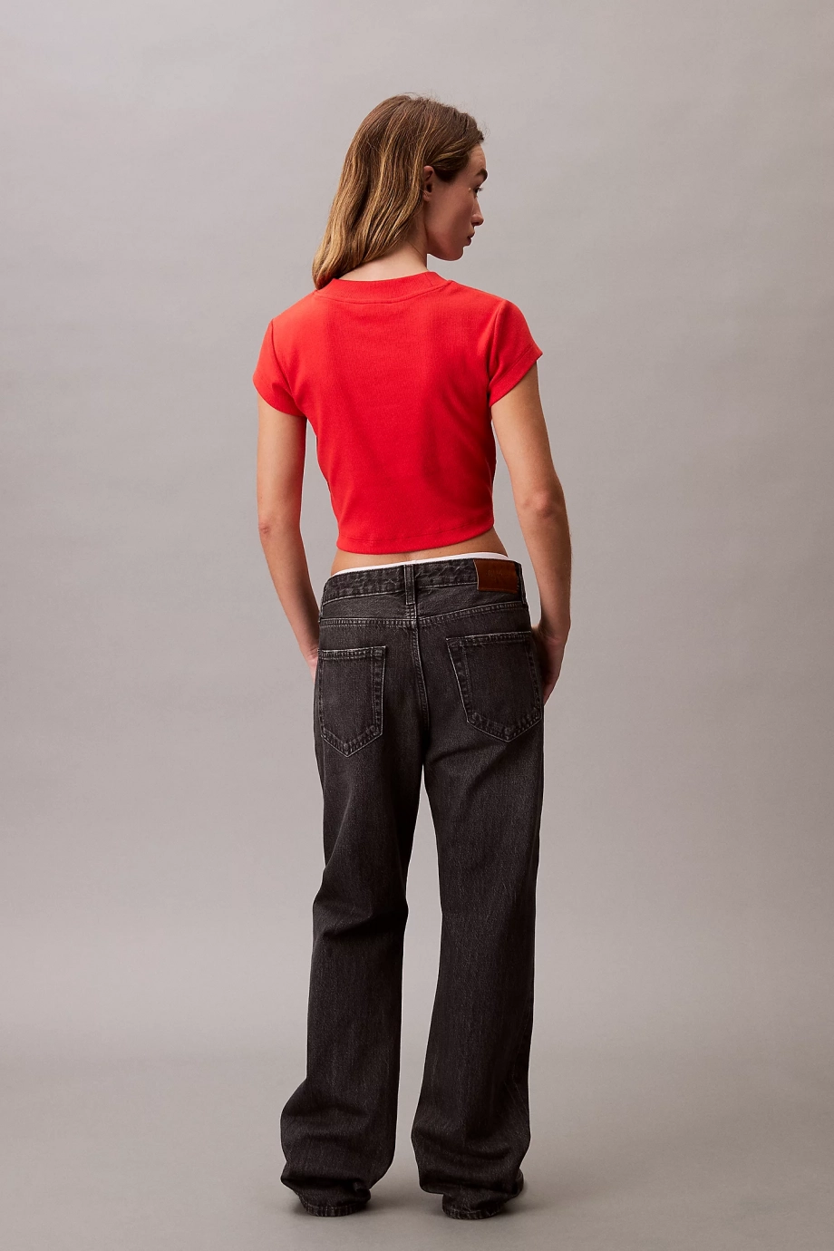 Calvin Klein Rib Kadın Kırmızı Crop LV047AB802-TNC