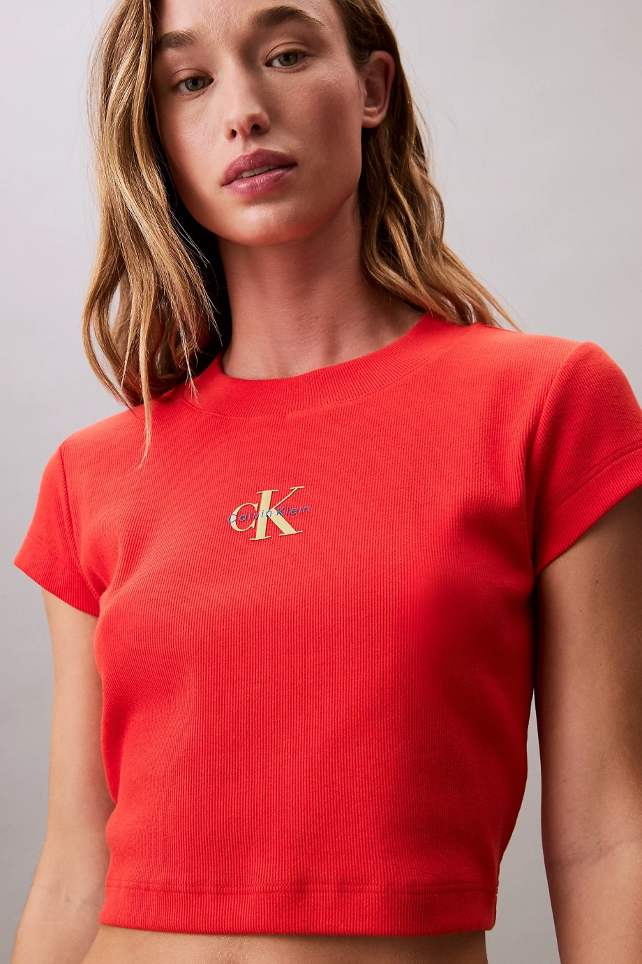 Calvin Klein Rib Kadın Kırmızı Crop LV047AB802-TNC