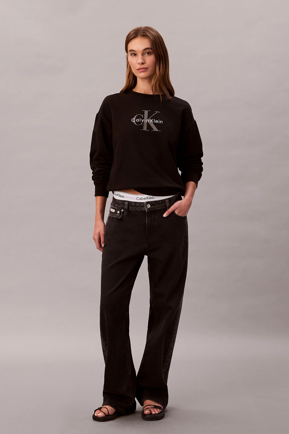 Calvin Klein LS MNLG FRNCH TRRY R Kadın  Sweatshirt  LV047B234G-UB1