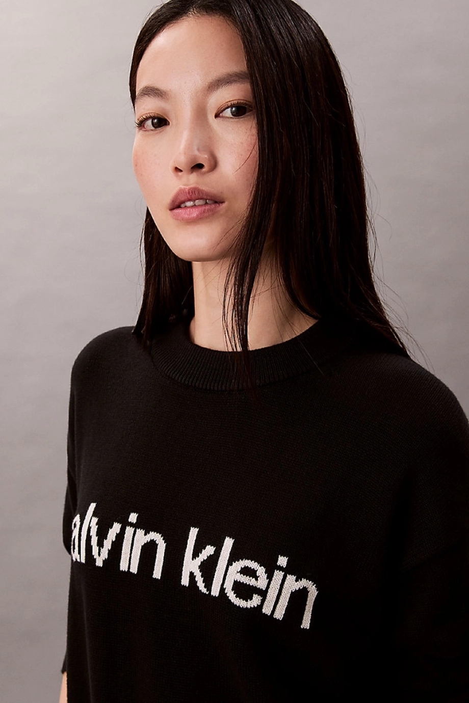Calvin Klein Pamuklu Grafik Baskılı Kadın Siyah Kazak LV047C311G-UB1