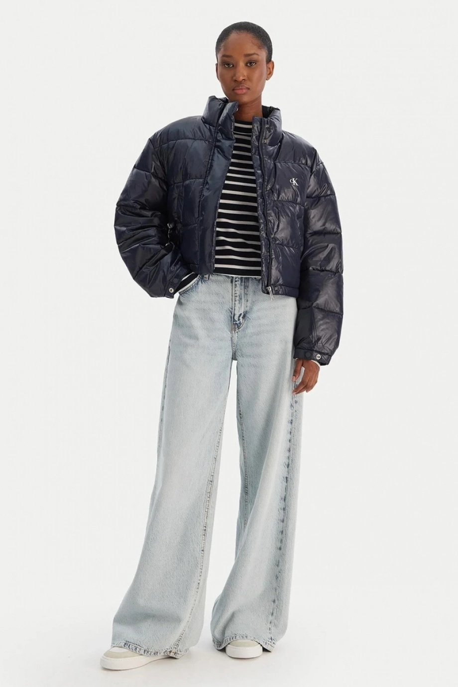 Calvin Klein Parlak Kısa Şişme Kadın Mavi Mont LV047D504G-VEK