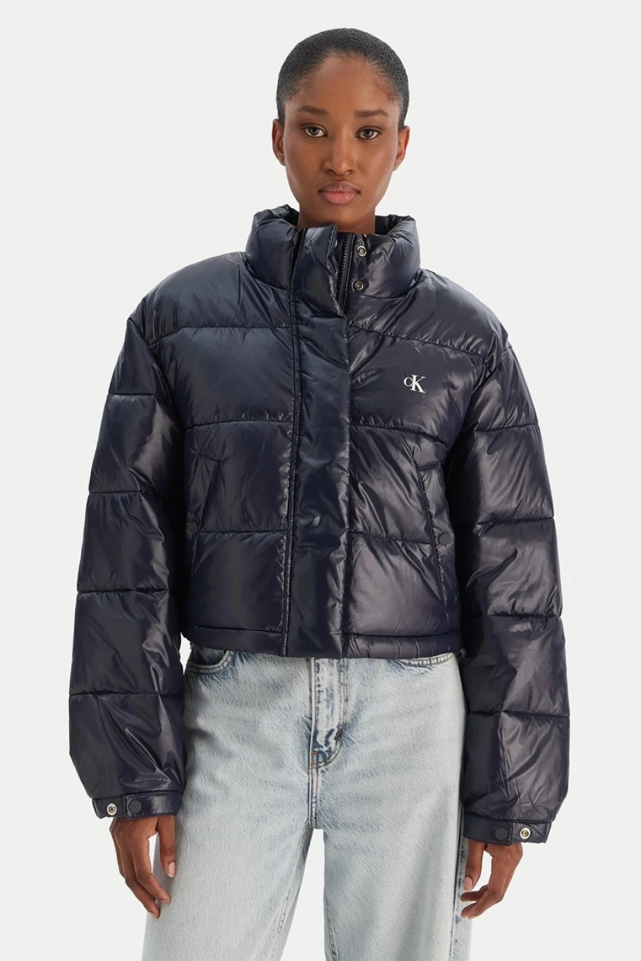 Calvin Klein Parlak Kısa Şişme Kadın Mavi Mont LV047D504G-VEK