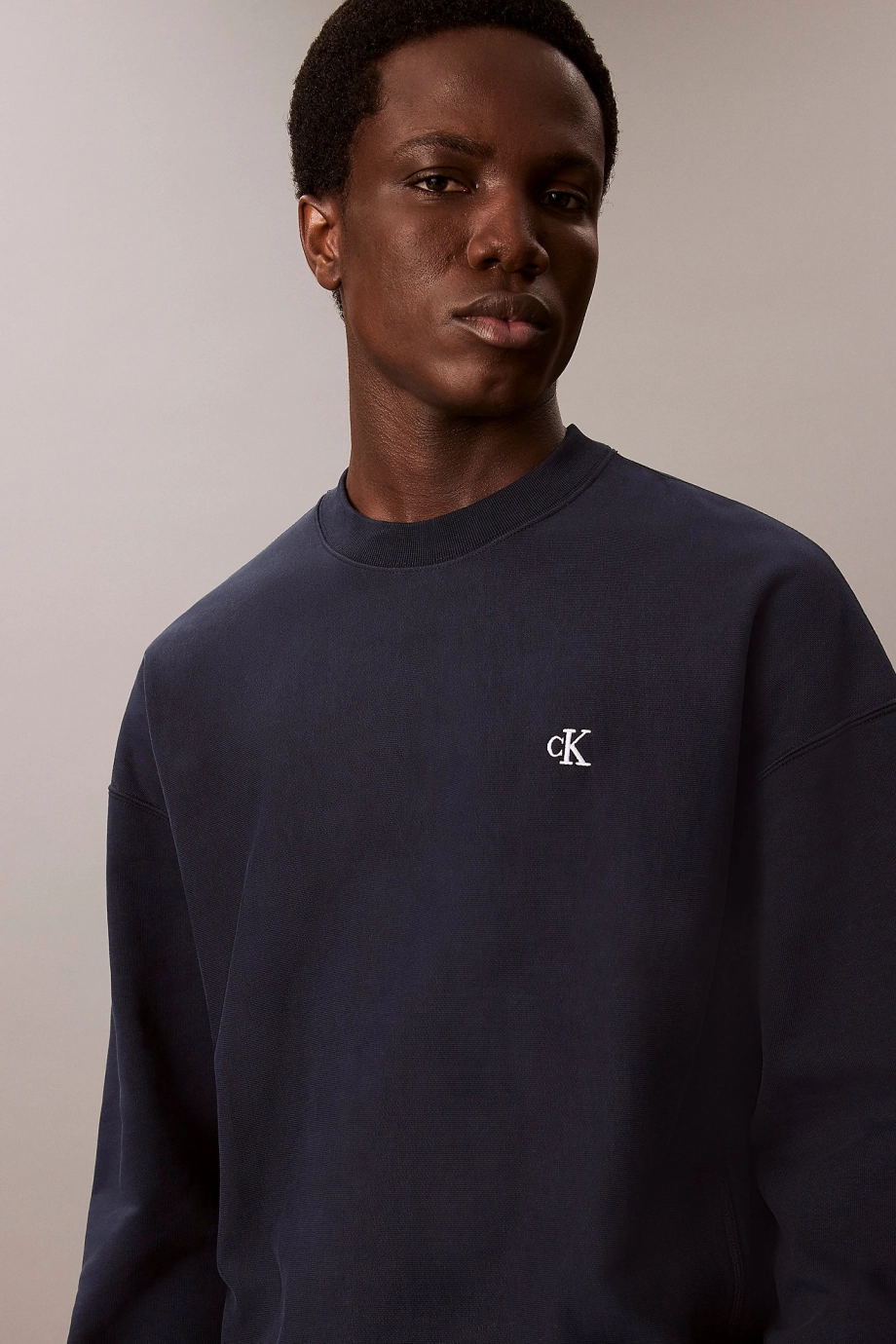 Calvin Klein Premium Terry Monogram Bisiklet Yaka Erkek Mavi Sweatshirt LV04RC277G-CEF