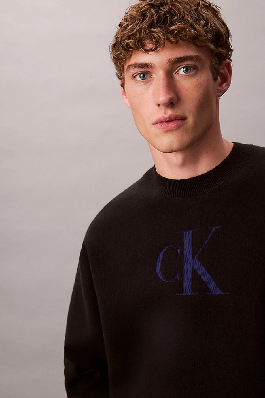 Calvin Klein Uzun Kollu Pamuklu Kaşmir 3D Logolu Bisiklet Yaka Erkek Siyah Kazak LV04RD305G-UB1