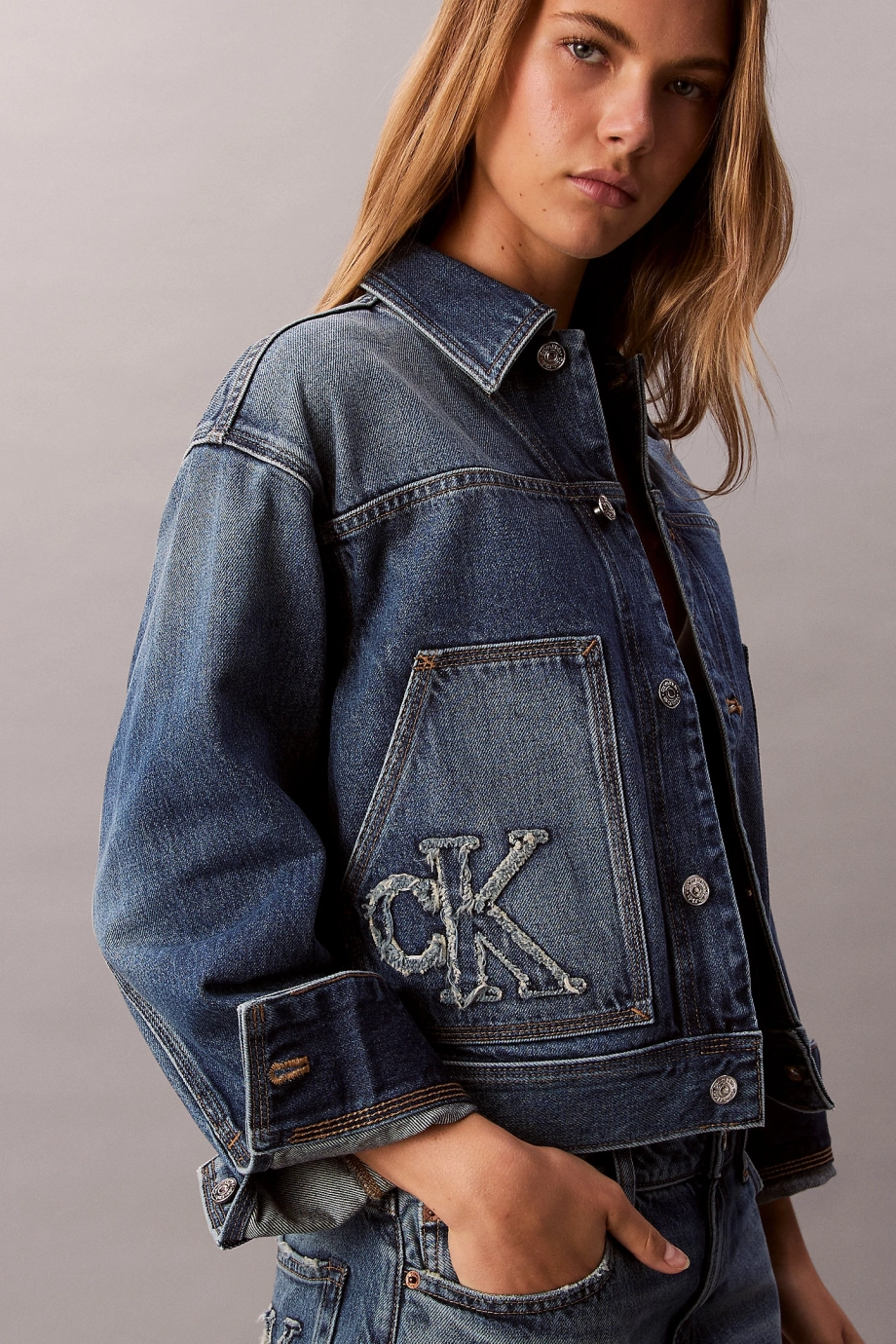 Calvin Klein Workwear CK Sanded Blue Kadın Mavi Ceket LV047E906G-3NL