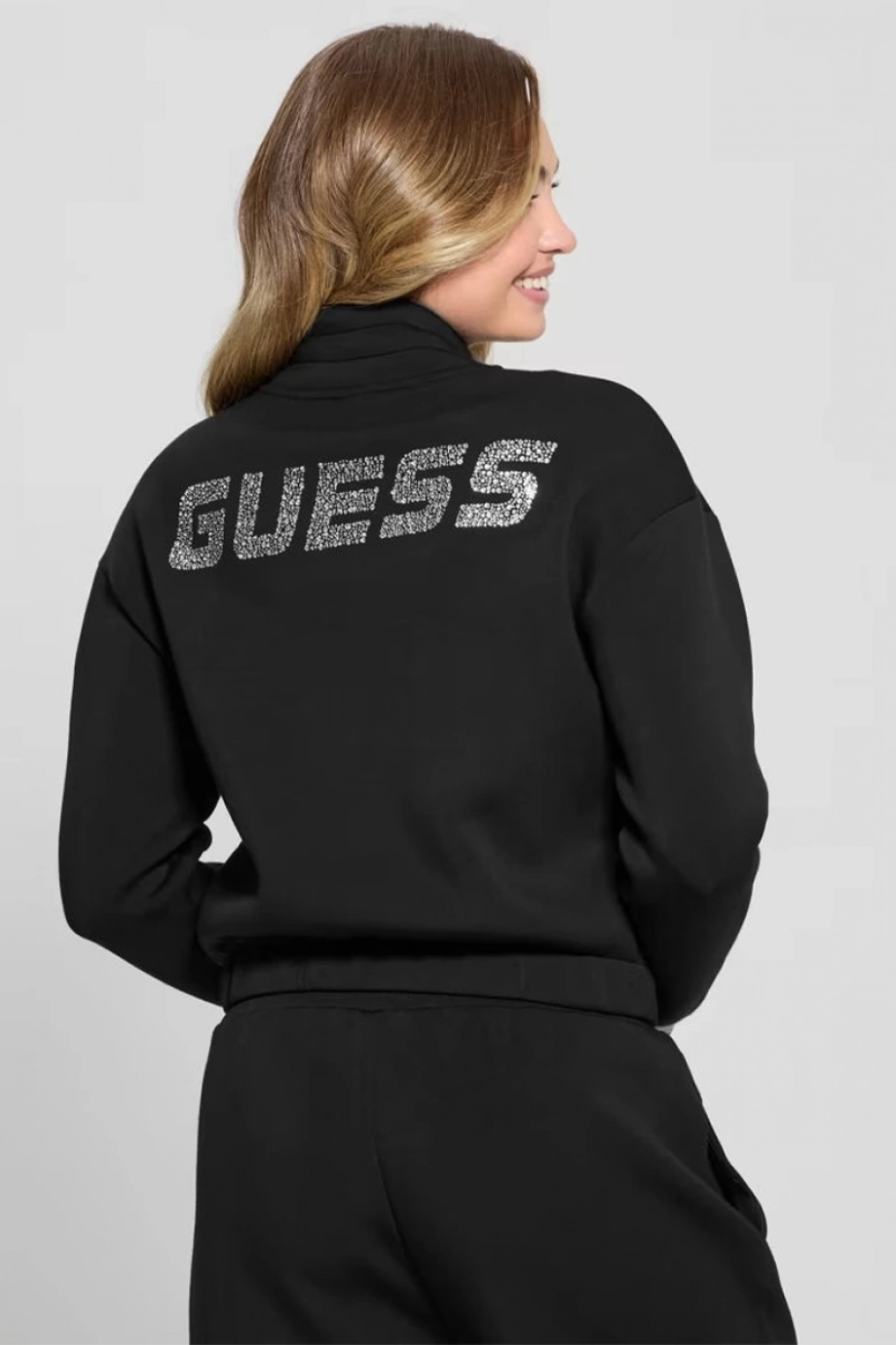 Guess Cecilia Kadın Siyah Aktif Scuba Eşofman Üstü V4BQ14K7UW2-JBLK