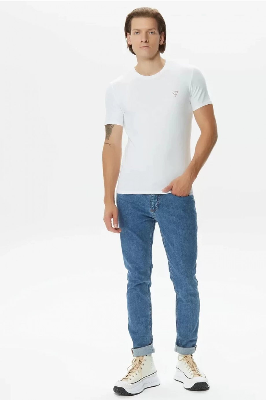 Guess Core Tee Erkek Beyaz Slim Fit T-Shirt M2YI24J1314-G011