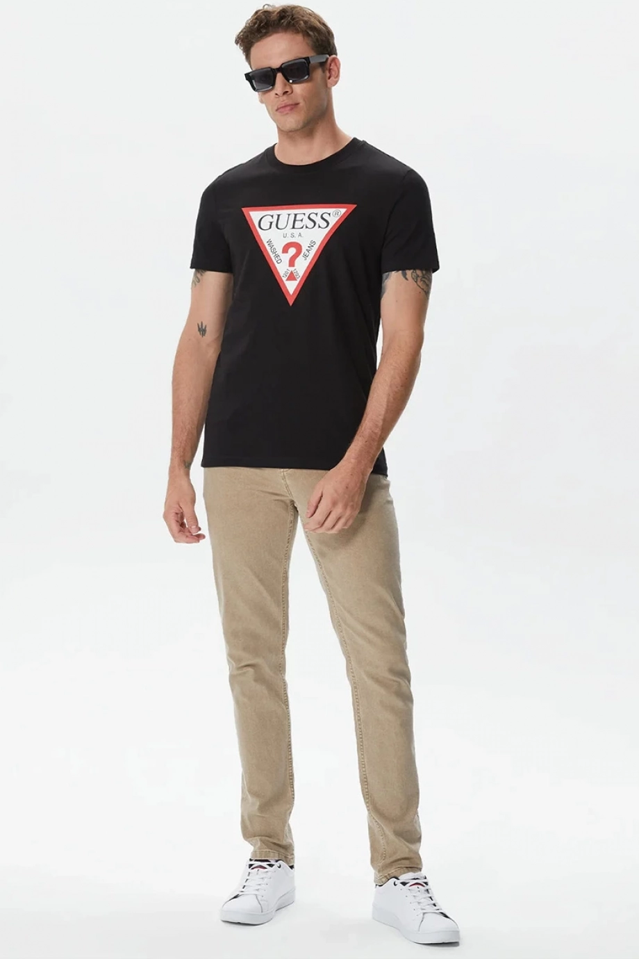 Guess Original Logo Erkek Siyah Slim Fit T-Shirt M2YI71I3Z14-JBLK