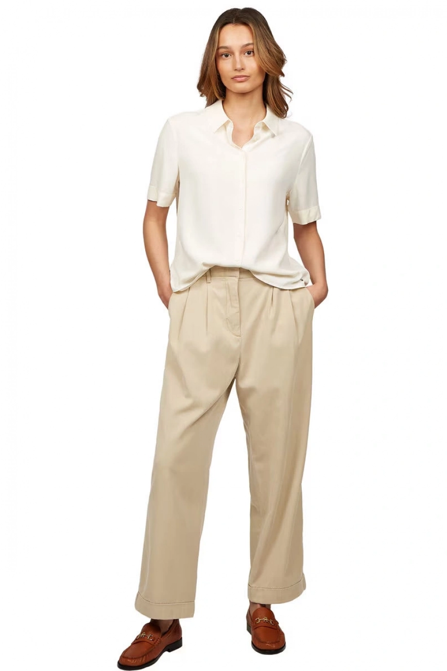 Tommy Hilfiger CO BLEND RLXD STR PULL ON CHINO Kadın  Pantolon WW0WW45589AEG