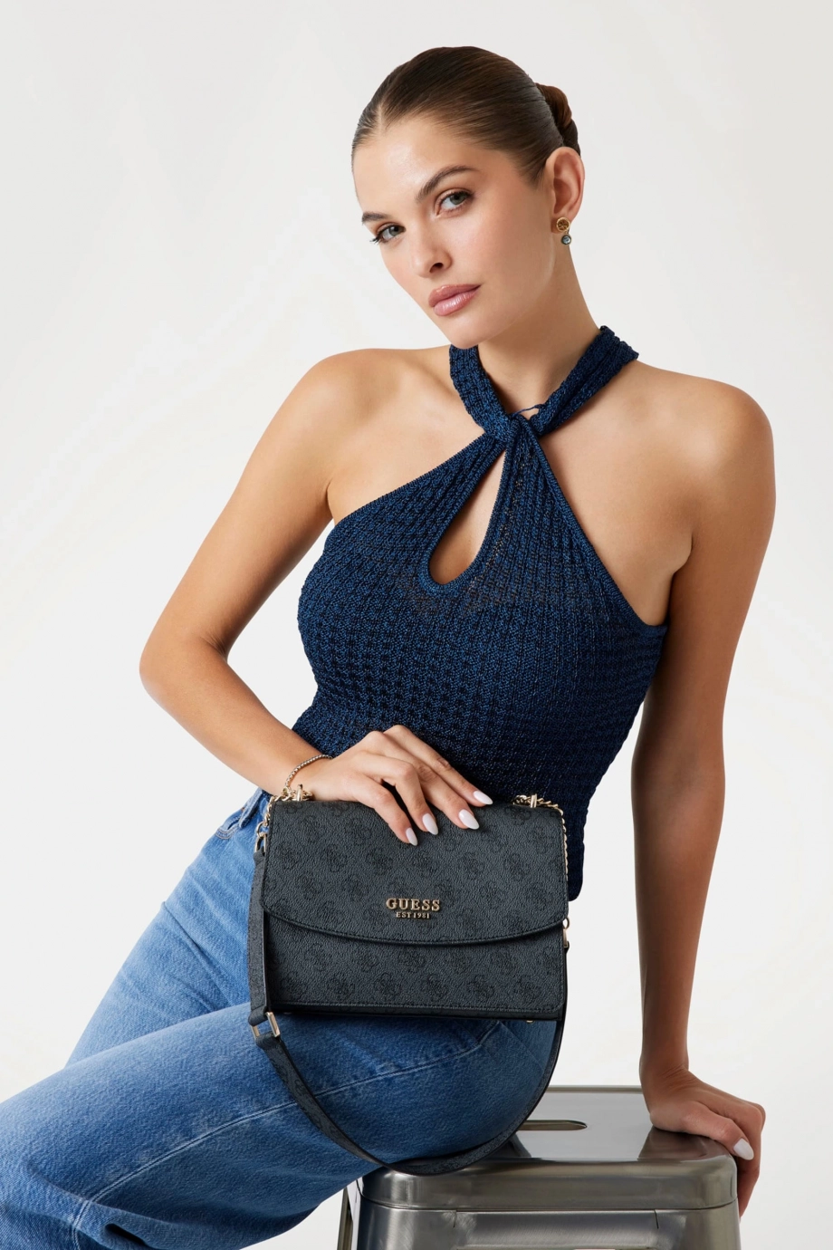 Guess Access Kadın Antrasit Omuz Çantası HWSG7334210-CLO