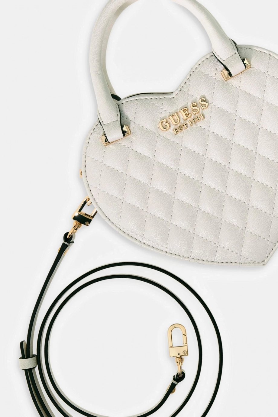 Guess Atabey Kalp Şekilli Kadın Beyaz Çapraz Çanta HWQG9894770-OFF