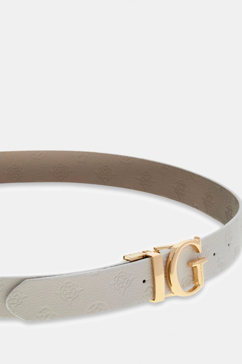 Guess Ella Logolu Ayarlanabilir ve Çift Taraflı Kadın Krem Kemer BW7861P3430-DRM