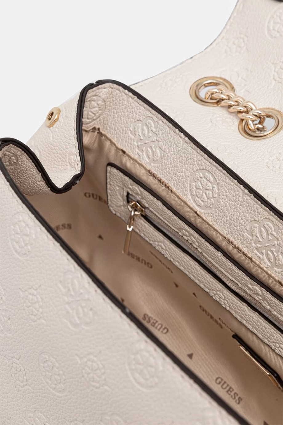 Guess Ella Logolu Dönüştürülebilir Kapaklı Kadın Bej Çapraz Çanta HWPD9746210-BIO