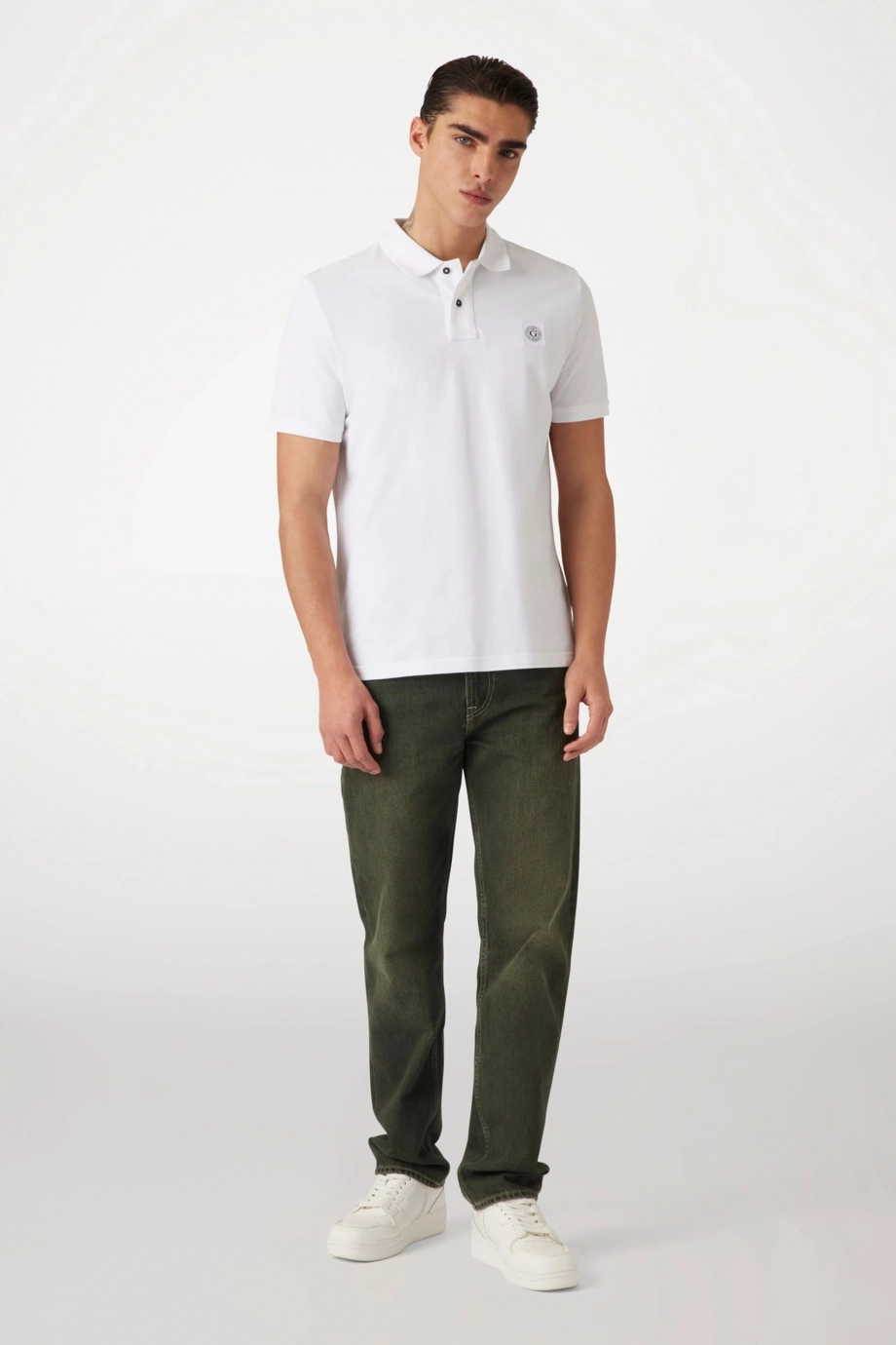 Guess Washed Erkek Beyaz Slim Fit Polo T-Shirt M2YP24KC9T1-G011
