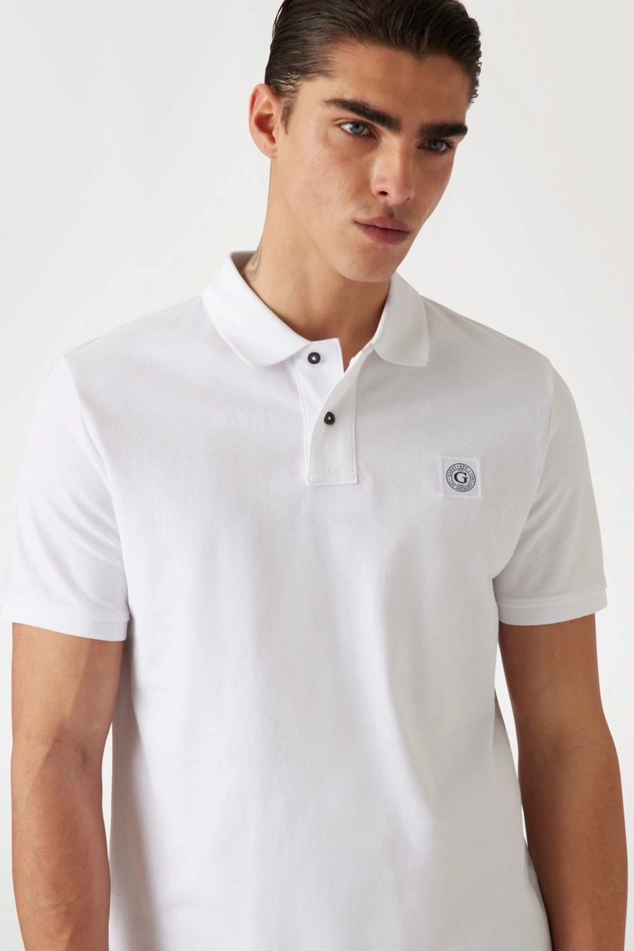 Guess Washed Erkek Beyaz Slim Fit Polo T-Shirt M2YP24KC9T1-G011