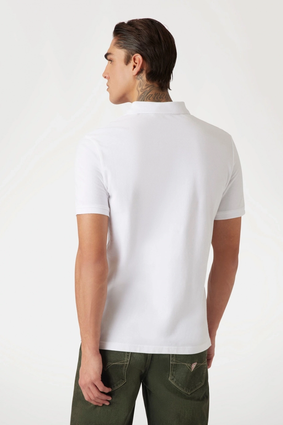 Guess Washed Erkek Beyaz Slim Fit Polo T-Shirt M2YP24KC9T1-G011