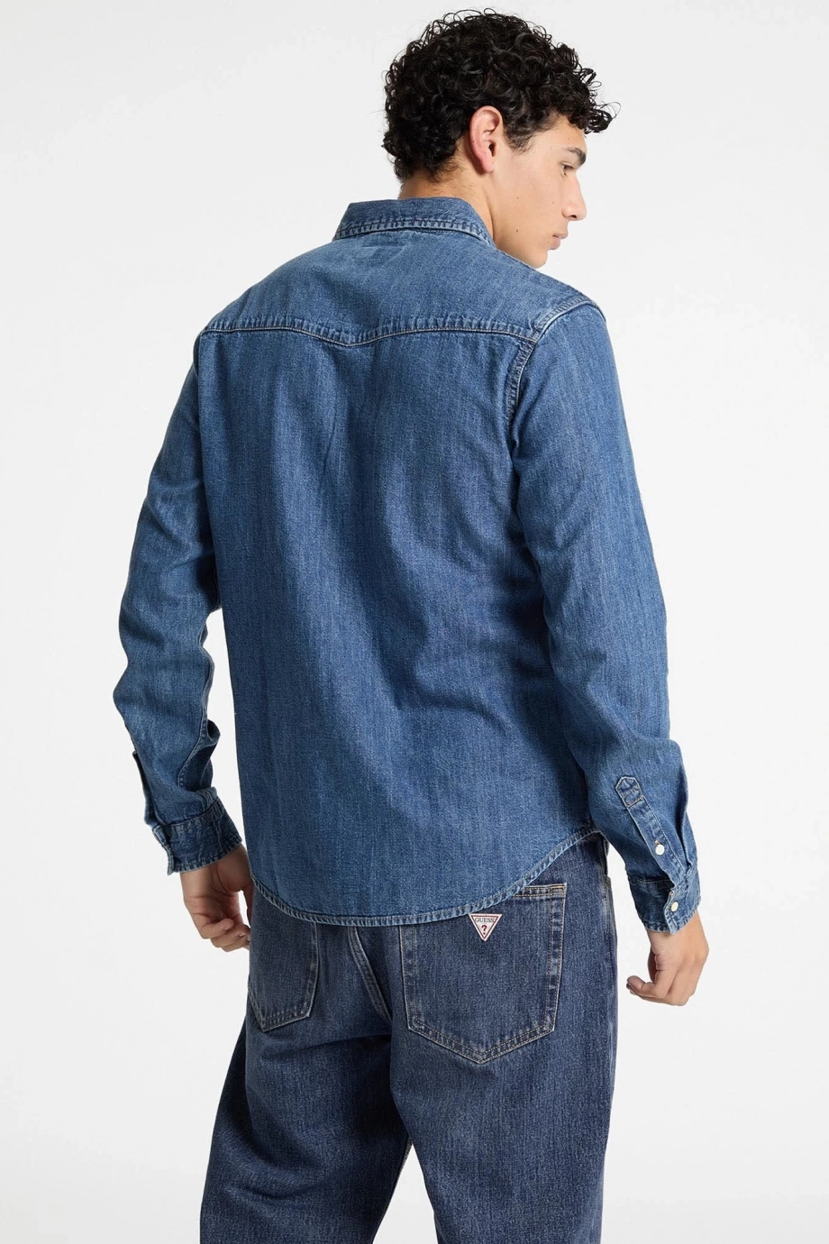 Guess  Erkek Mavi Slim Fit Denim Gömlek M4YH55D5EI1-GJRW