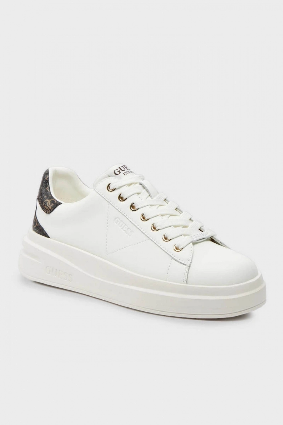 Guess Elbina Kadın Beyaz Bronz Deri Sneaker FLJELBFAL12-WHBRO
