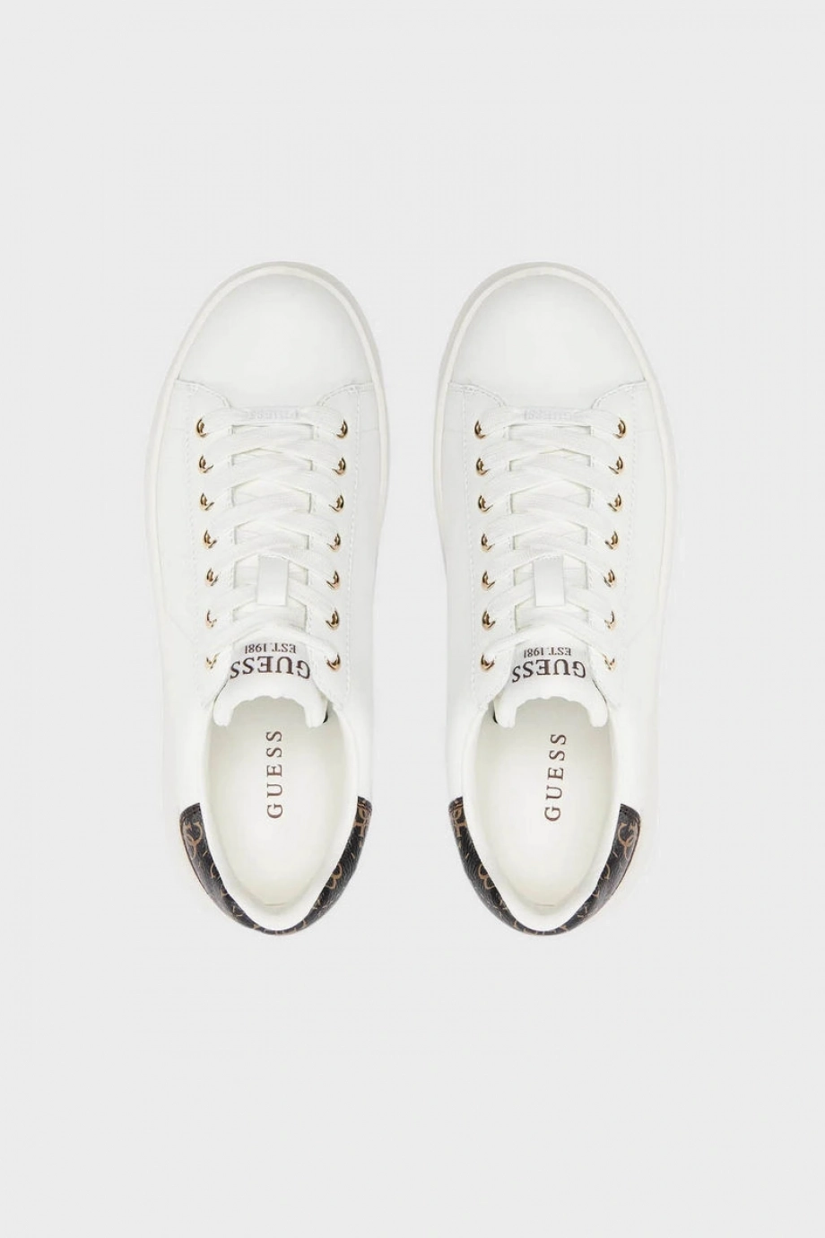 Guess Elbina Kadın Beyaz Bronz Deri Sneaker FLJELBFAL12-WHBRO