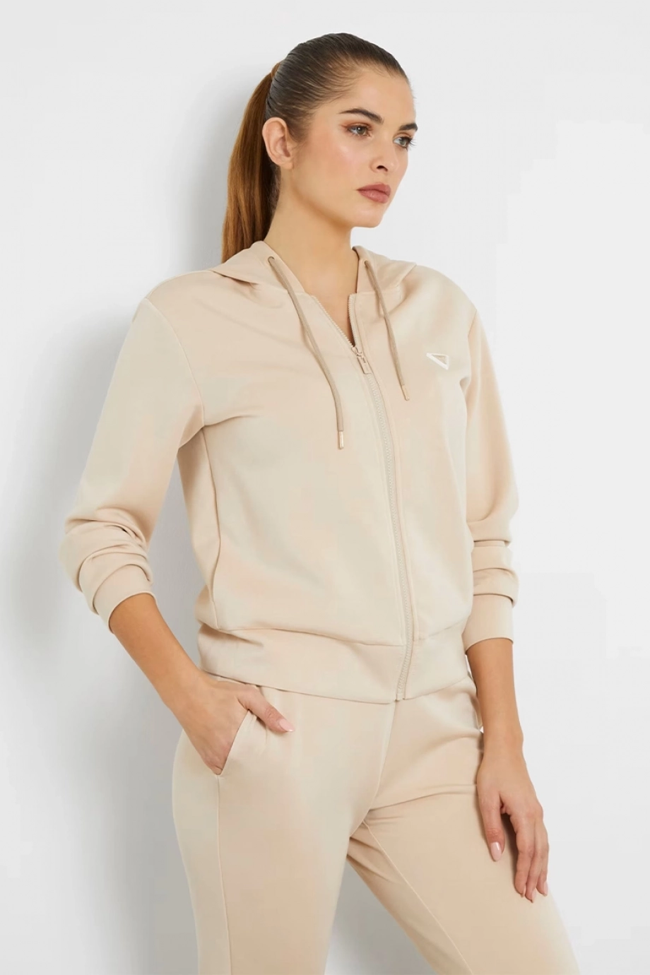 Guess OLYMPE FULL ZIP HOOD Kadın Kahverengi Eşofman Üstü V4YQ06KCAY2-G1L9