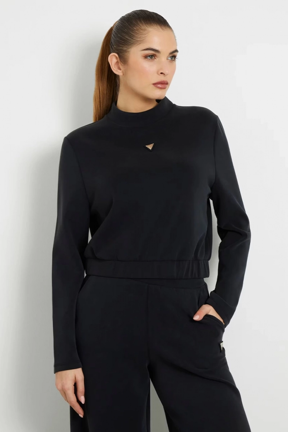 Guess Olympe Kadın Siyah Aktif Modal Karışımlı Scuba Sweatshirt V4YQ05KCAY2-JBLK