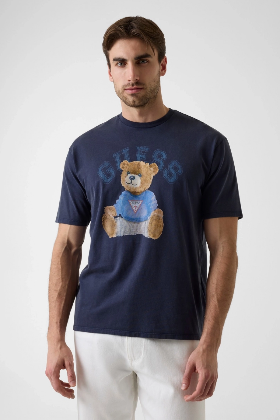 Guess Kısa Kollu Basic Guess Ayıcıklı Erkek Mavi T-shirt M6YI75K5409-F73J