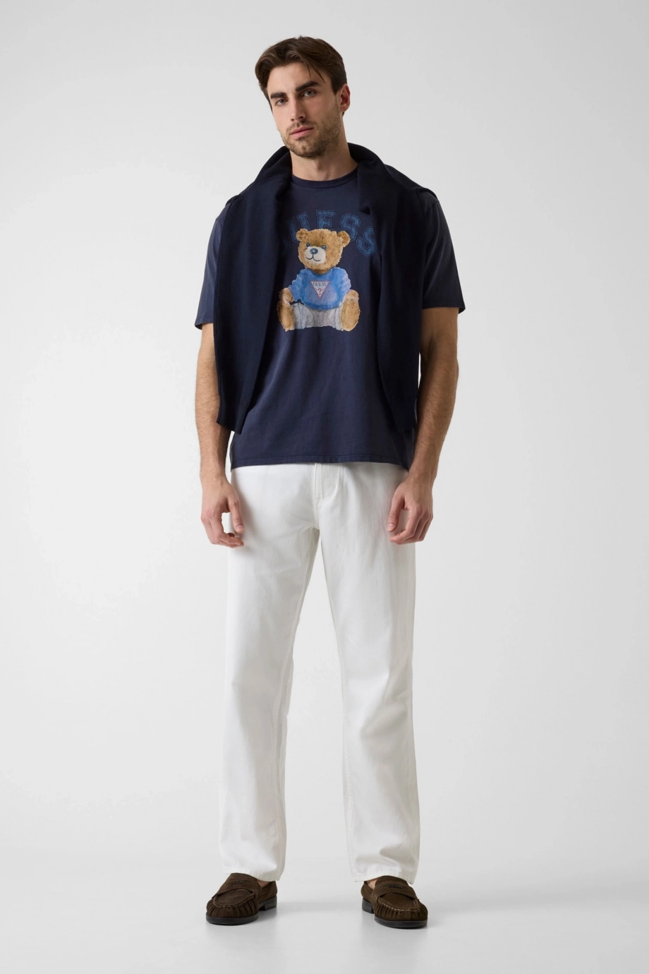 Guess Kısa Kollu Basic Guess Ayıcıklı Erkek Mavi T-shirt M6YI75K5409-F73J