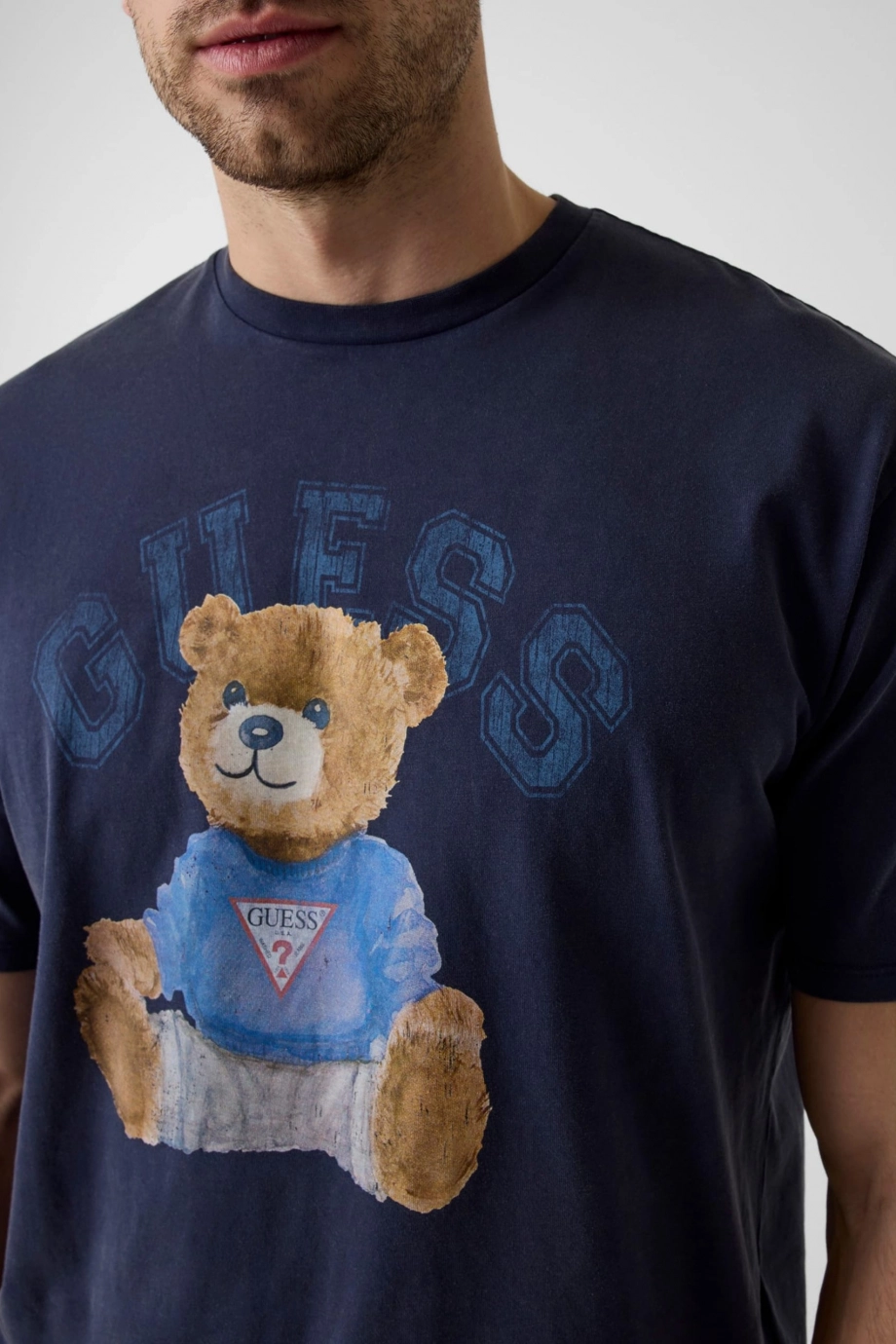 Guess Kısa Kollu Basic Guess Ayıcıklı Erkek Mavi T-shirt M6YI75K5409-F73J
