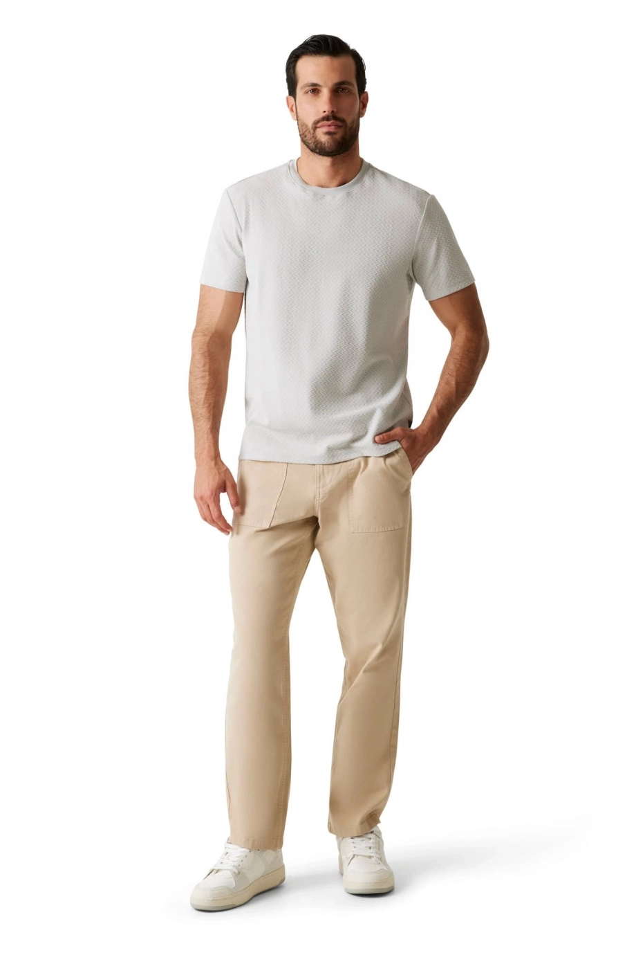 Guess Kısa Kollu Blake Dokulu Bisiklet Yaka Erkek Gri  T-Shirt  M6RP33KB170-A92E