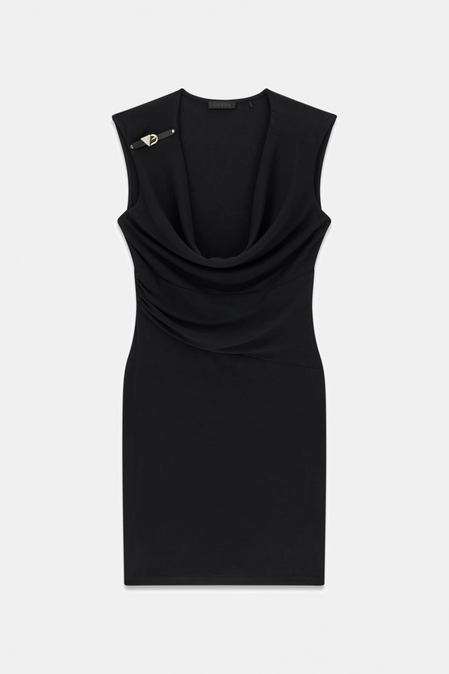 Guess Kolsuz Karole Degaje Yaka Mini Kadın Siyah Elbise W6YK11K4357-JBLK