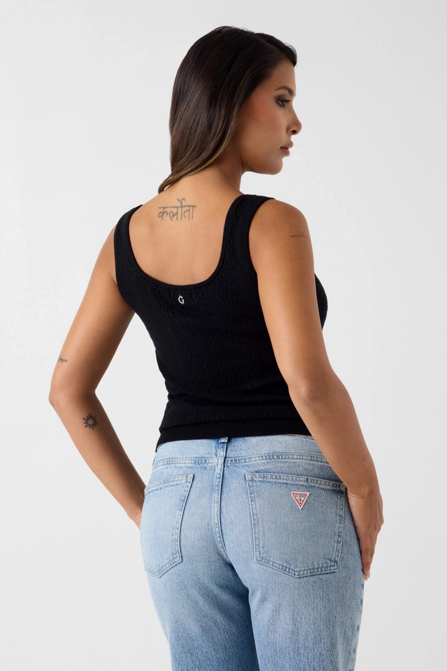 Guess Kolsuz Nina Triko Kadın Siyah Bluz W6YR15Z0956-JBLK