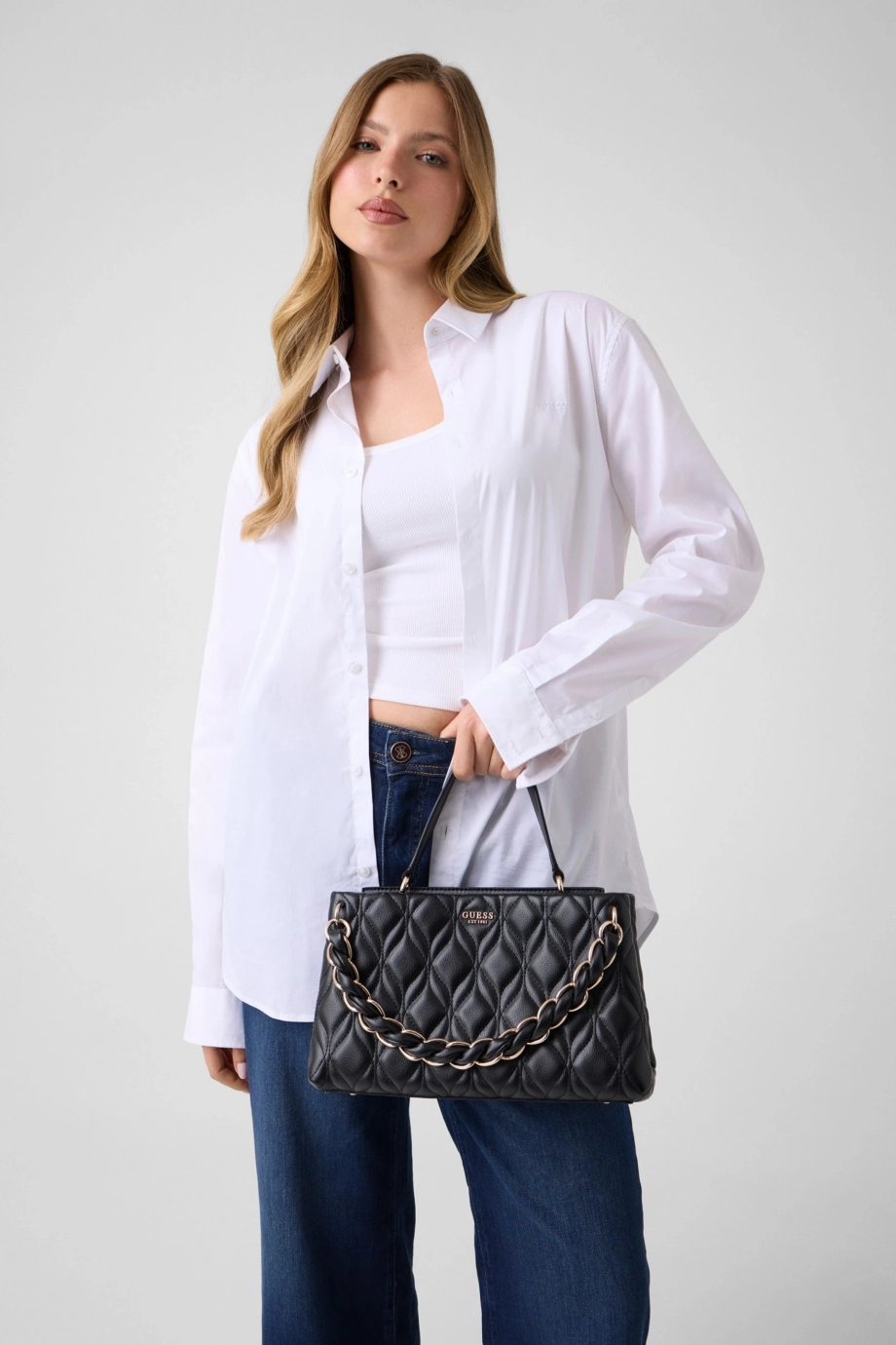 Guess Maxine 2 Bölmeli Kadın Siyah El Çantası HWQG9733050-BLA