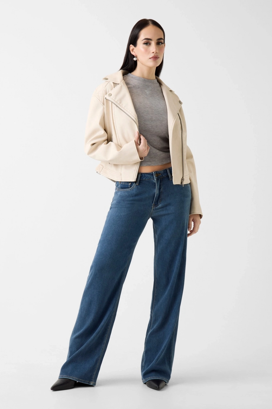 Guess Nada Vintage Biker Kadın Bej Ceket W6RL09WH1X0-G1FG