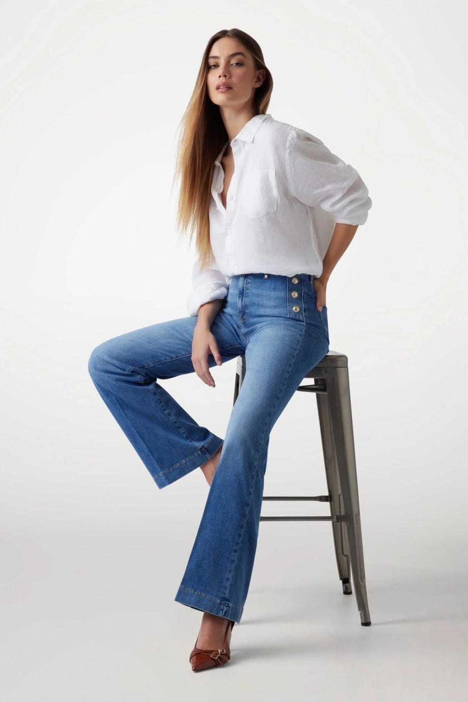 Guess New Faye Kadın Mavi Jeans W5GA0PD5Q01-S1ML