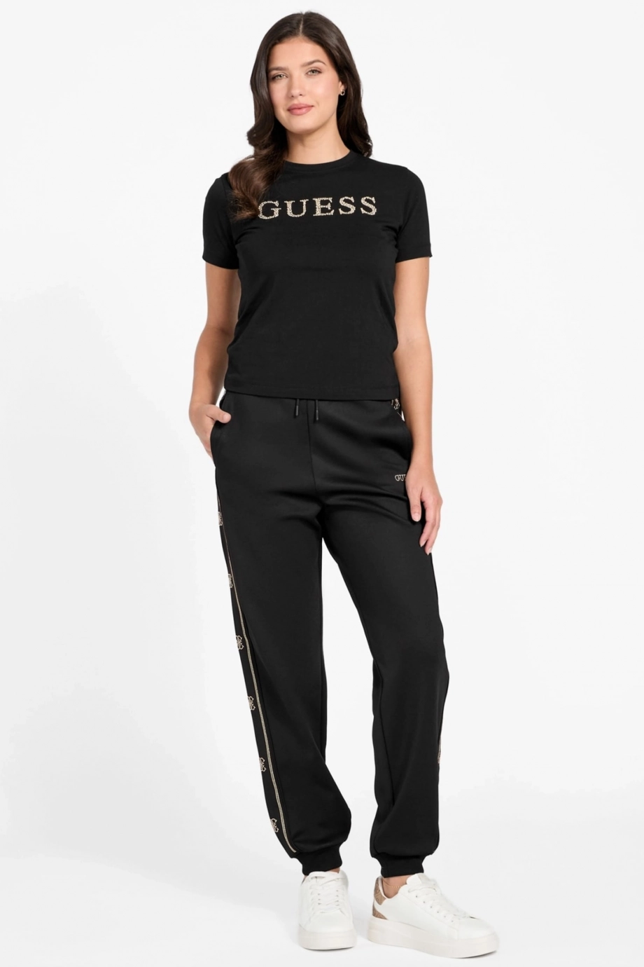 Guess Octavia Bisiklet Yaka Kısa Kollu Kadın Siyah T-shirt V6RI20J1314-JBLK