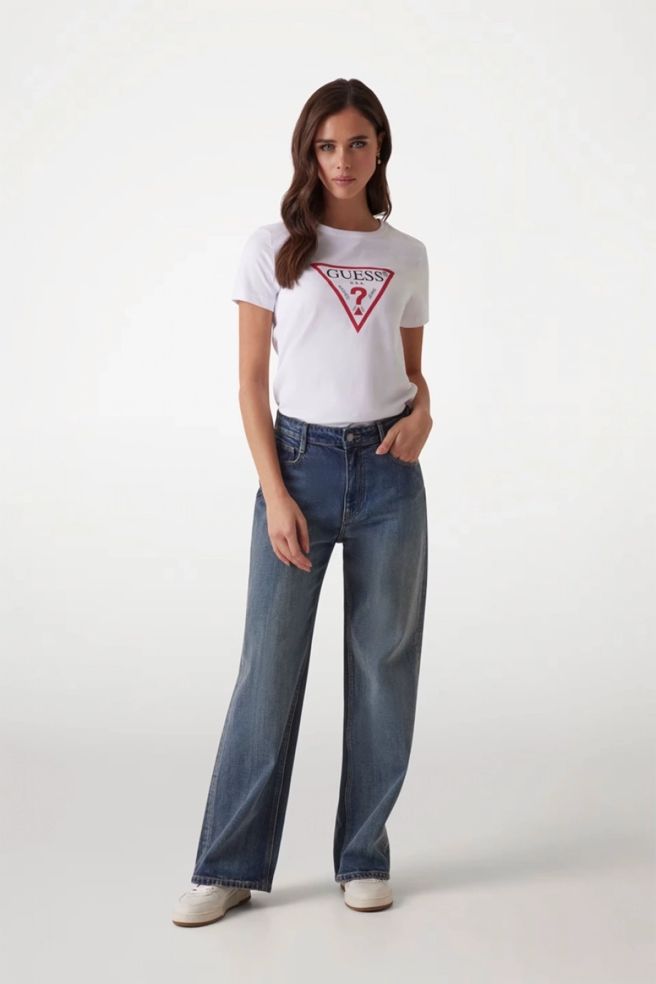 Guess SS CN ORIGINAL TEE Kadın Beyaz T-shirt W1YI1BI3Z14-G011